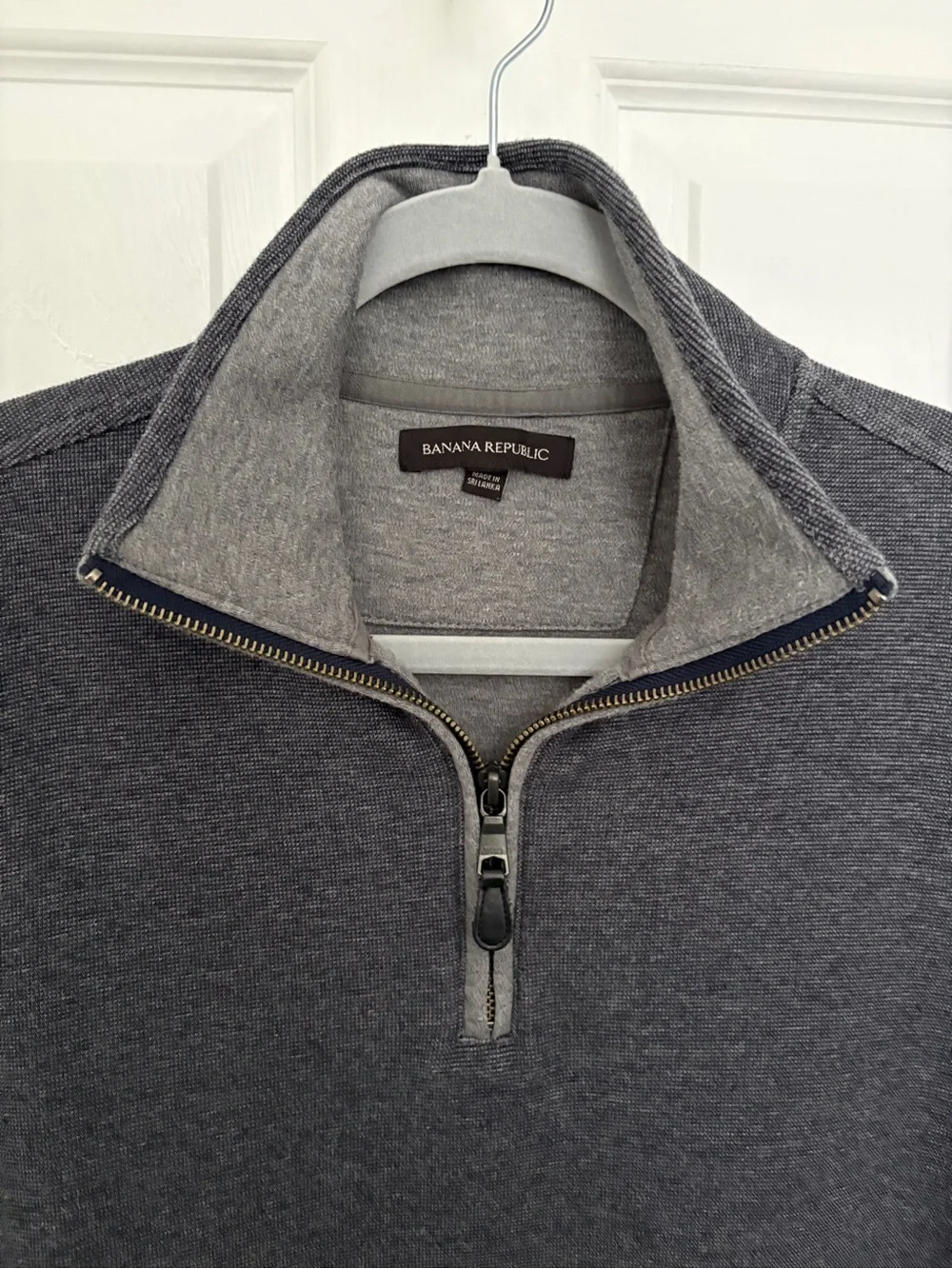 Banana Republic Men's Dark Charcoal Quarter-Zip Sweater #0035